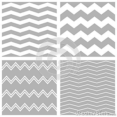 Tile vector chevron pattern set with white and grey zig zag background Vector Illustration