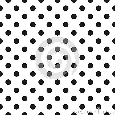 Tile vector pattern with black polka dots on white background Vector Illustration