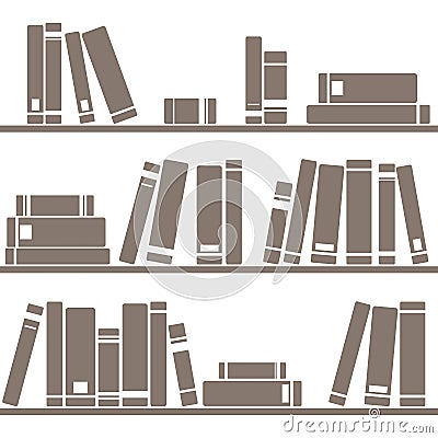 Tile vector pattern with books on shelf on white background Vector Illustration