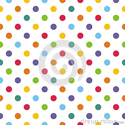 Tile vector pattern with pastel polka dots on white background Vector Illustration