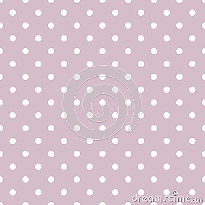 Tile vector pattern with small white polka dots on pastel violet pink background Vector Illustration