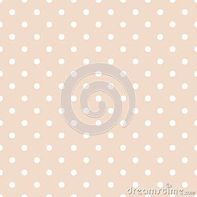 Tile vector pattern with white polka dots on pastel pink background Vector Illustration