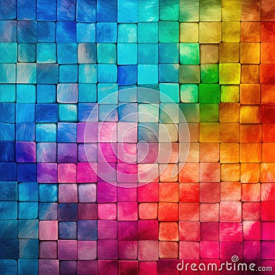 tile wood pattern rainbow colorful poster background wall art Stock Photo