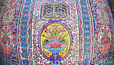 Tile decoration in Pink Mosque Shiraz Iran Stock Photo