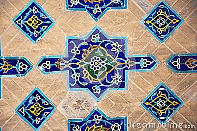 Persian Islamic tile working details of Blue Mosque, Tabriz, Iran Stock Photo