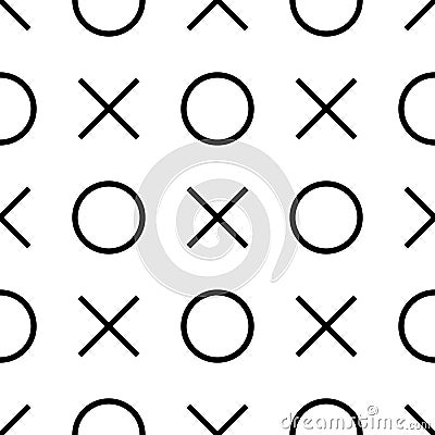 Tile x o noughts and crosses black and white vector pattern Vector Illustration