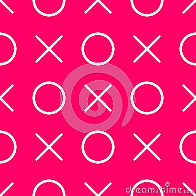 Tile x o noughts and crosses pink vector pattern Vector Illustration