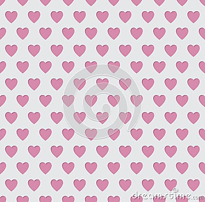 Tileable seamless pink heart pattern background Vector Illustration