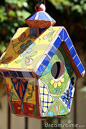 Tiled birdhouse Stock Photo