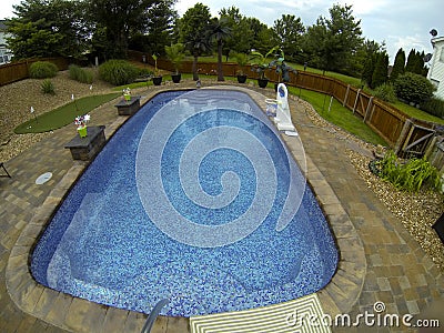 Tiled fiberglass pool Stock Photo