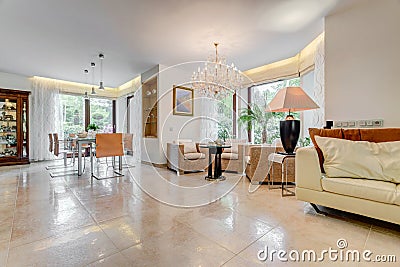 Tiled floor in exclusive interior Stock Photo