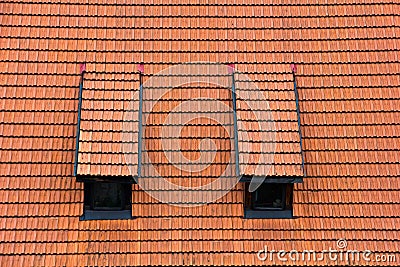 Tiled garret roof. Stock Photo