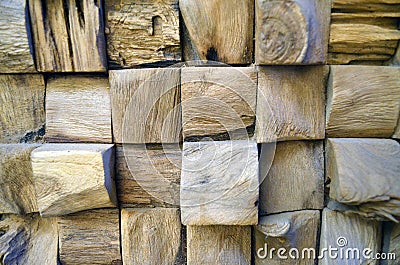 Tiled Old Teak Wood texture wall background for design and decoration. Texture of wood background closeup. Stock Photo