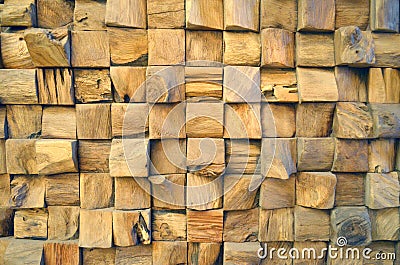 Tiled Old Teak Wood texture wall background for design and decoration. Texture of wood background closeup. Stock Photo