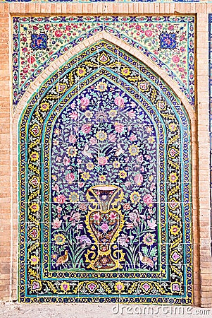 Tiled oriental ornaments , Kashan, Iran Stock Photo