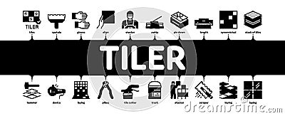 Tiler Work Minimal Infographic Banner Vector Vector Illustration