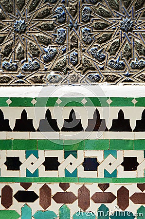 Tiles of Alcazar Seville. Al Andalus Arab pattern decoration Stock Photo