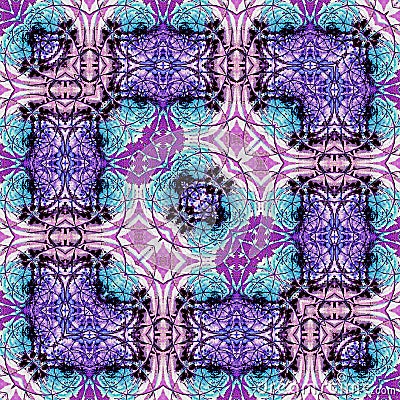 Tiles and border in neon blue and lilas Stock Photo