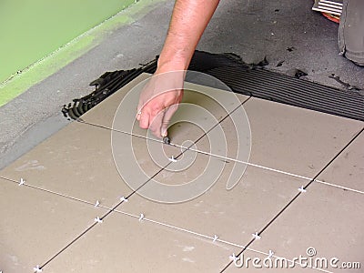 Tiles installation Stock Photo