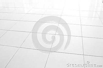 Tiles marble floor/ White tiles floor texture office With the morning sun, the windows reflect the reflection. Stock Photo