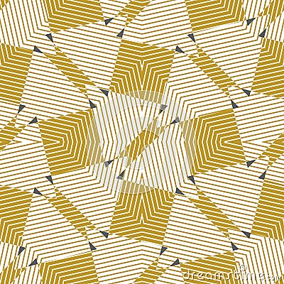 Seamless symmetrical abstract geometric pattern with contrast colours. Vector illustration in yellow, classic blue and white. . Vector Illustration