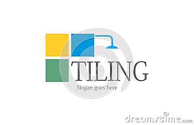 Tiling bathroom logo Vector Illustration