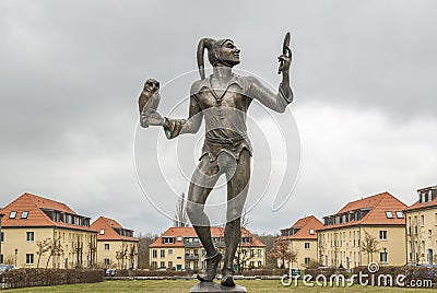 Till Eugenspiegel statue in Elstal Editorial Stock Photo