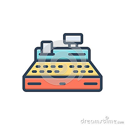 Color illustration icon for Till, cash and register Vector Illustration