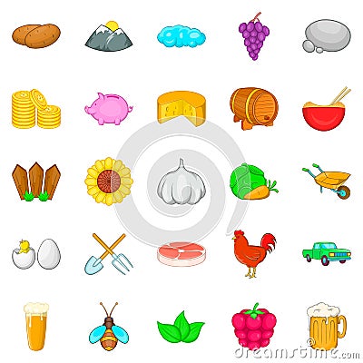 Tiller icons set, cartoon style Vector Illustration