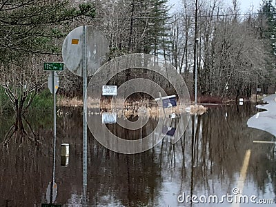 Tilly road flood after 3 days of rain Stock Photo