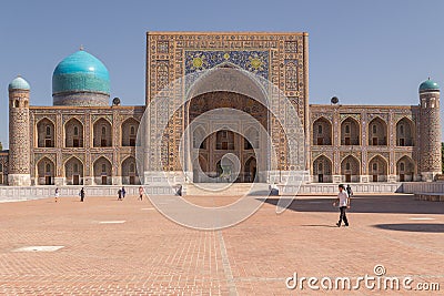 Tillya-Kori madrasah on Registan square in Samarkand Editorial Stock Photo