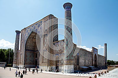 Tillya-Kori Madrasah on Registan Square in Samarkand in Uzbekistan. 29.04.2019 Editorial Stock Photo