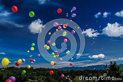 Tilt Shift Balloon Release Stock Photo