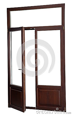 Tilt and Turn Door, color dark mahogany. Isolated on white. Stock Photo