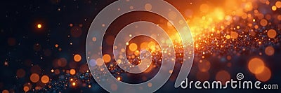 Tilted golden particle bokeh background with starlight, shiny, visual, night Cartoon Illustration