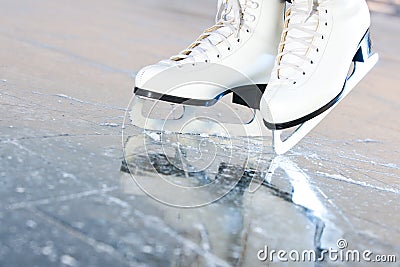 Tilted natural version, ice skates Stock Photo