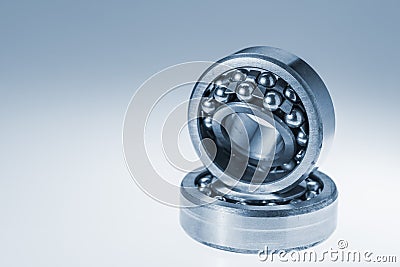 Tilted spherical roller bearings on another ball bearing Stock Photo