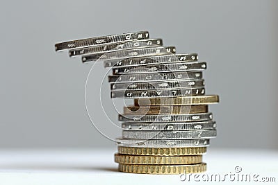 Tilted Tower from Euro Coins Stock Photo