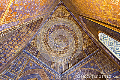 Tilya Kori Mosque in Samarkand, Uzbekistan. Stock Photo