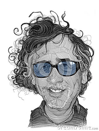 Tim Burton Caricature Sketch Editorial Stock Photo