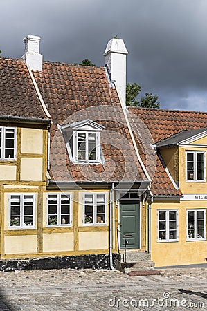 Timber frame building on Cathedral square, Roskilde, Denmark Editorial Stock Photo