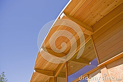 Timber Frame Roof Construction Stock Photo