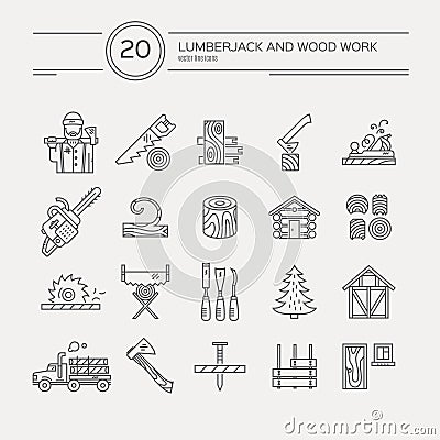 Timber Industry Icons Vector Illustration