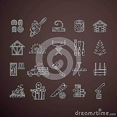 Timber Industry Icons Vector Illustration