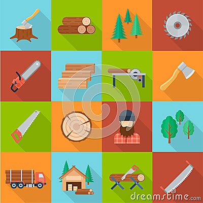 Timber industry set Vector Illustration