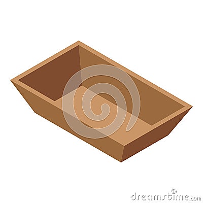 Timber meal tray icon isometric vector. Cookery menu holder Vector Illustration