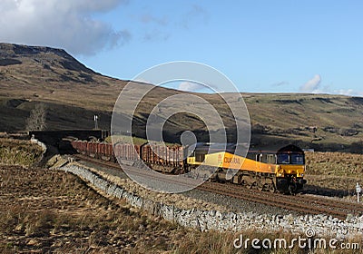 Timber train at Ais Gill Editorial Stock Photo