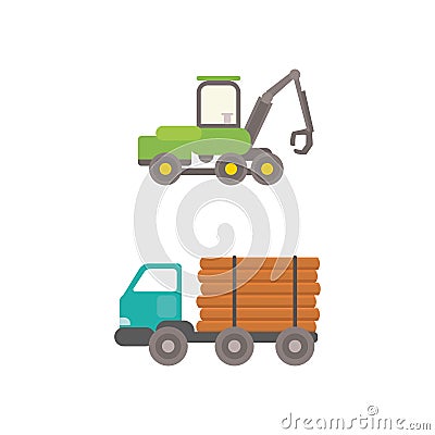 Timber truck vector illustration. Vector Illustration