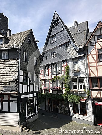 Timberframe houses in Monschau Editorial Stock Photo