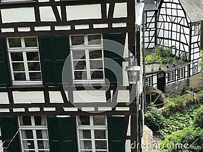 Timberframe houses in Monschau Stock Photo